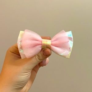 Reflective Pink Clip-On Bow